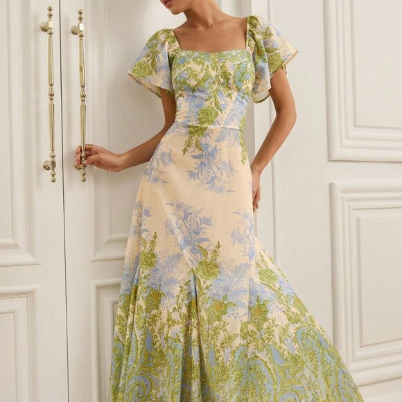 Dresses & Skirts - Green Elegant Women's Floral Dress